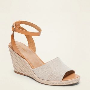 SOLD Old Navy Metallic Textile Espadrille Wedges